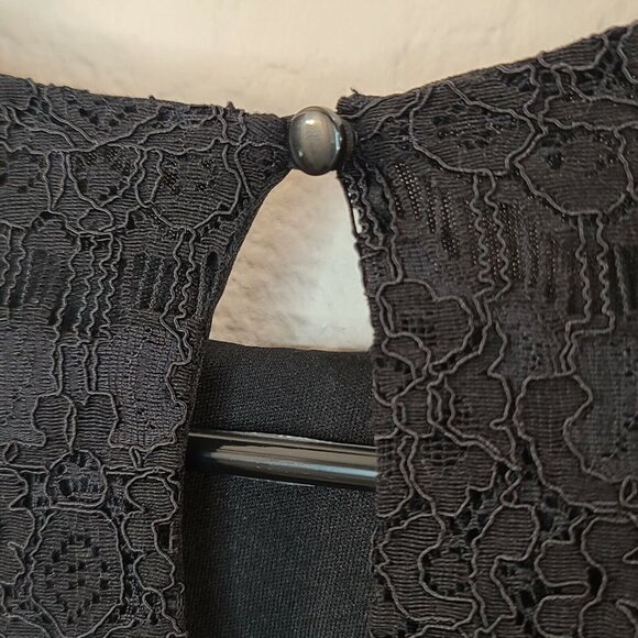 Monteau Womens Blouse Top Medium Black Floral Lace Crochet Short Sleeve Casual - Picture 12 of 12